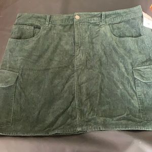 New! Corduroy green mini skirt with tags